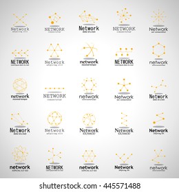 Network Icons Set - Isolated On Gray Background - Vector Illustration, Graphic Design.  For Web, Websites,Apps, Print, Presentation Templates, Mobile Applications And Promotional Materials