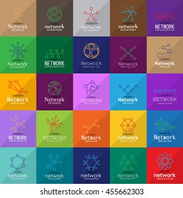 Network Icons Set - Isolated On Mosaic Background - Vector Illustration, Graphic Design. For Web, Websites. Thin Line