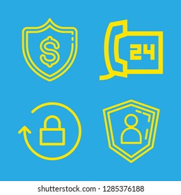 network icons set with padlock, security and hours calls service vector set