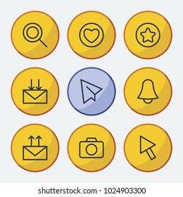 Network icons set with receive mail, pointer and star elements. Set of network icons and email concept. Editable vector elements for logo app UI design.