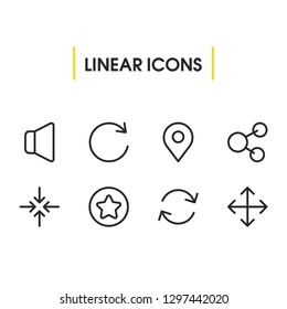 Network Icons Set With Rotate, Volume And Navigate Elements. Set Of Network Icons And Sound Concept. Editable Vector Elements For Logo App UI Design.