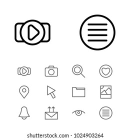 Network icons set with send mail, photo and list elements. Set of network icons and dossier concept. Editable vector elements for logo app UI design.