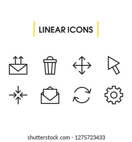 Network icons set with send mail, minimize and letter elements. Set of network icons and maximize concept. Editable vector elements for logo app UI design.