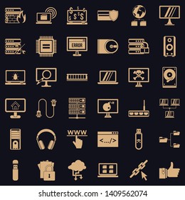 Network icons set. Simple style of 36 network vector icons for web for any design