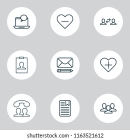 Network icons set with staff, follow, notification and other identity card elements. Isolated vector illustration network icons.