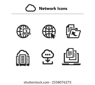 Network icons set stock illustration