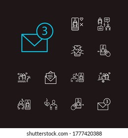 Netzwerk-Symbole gesetzt. Wischen Sie links Menschen und Netzwerk-Symbole mit Online-Dating-App, Datum am Strand und Kommunikation. Set von Gesten für Web App Logo UI Design.