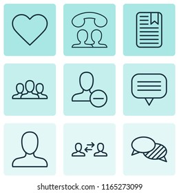 Network icons set with unread letter, speaking people, like button and other speaking elements. Isolated vector illustration network icons.
