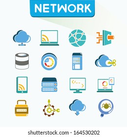 network icons set, vector, color icons, vector