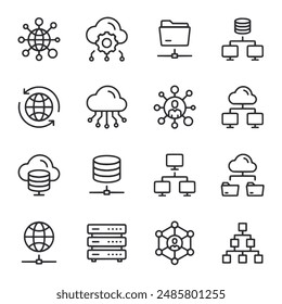 Iconos de red establecer Ilustración vectorial