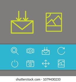Network icons set with video, turn off and schedule elements. Set of network icons and maximize concept. Editable vector elements for logo app UI design.