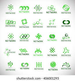 Network Icons Set-Isolated On Gray Background-Vector Illustration,Graphic Design. Collection Of Different Logotype Shape