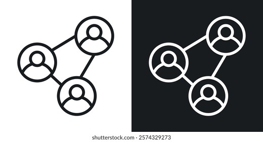 Network icons in thin black and white stroke liner style