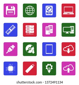 IT And Network Icons. White Flat Design In Square. Vector Illustration. 