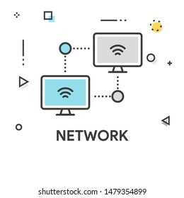 NETWORK AND ILLUSTRATION ICON CONCEPT