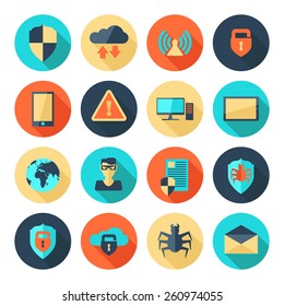 Network information data security website application icons set isolated vector illustration