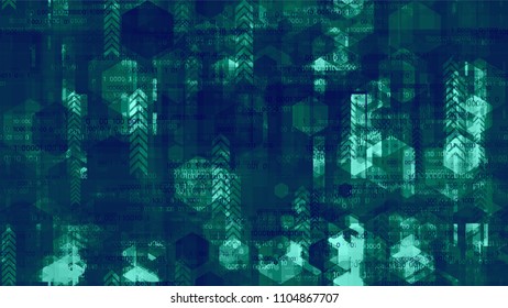 Network Information Stream Background with Binary Code. Hi Tech Global Hacker Network Texture. Scientific Futuristic Grunge Pattern. Poster, Advertising Design Background.