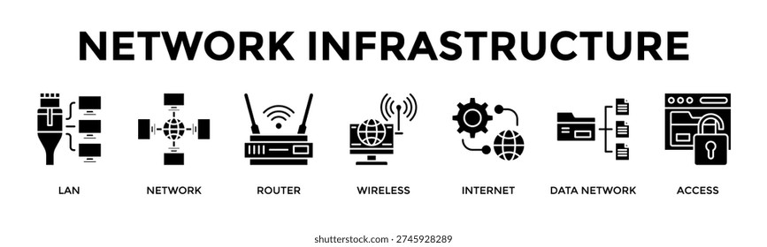 Network Infrastructure Banner Web Icon Vector Illustration Concept For Build Reliable And Secure Digital Network Infrastructure