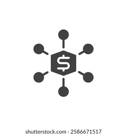 Network of interconnected nodes vector icon. filled flat sign for mobile concept and web design. Decentralized Finance glyph icon. DeFi ecosystem symbol, logo illustration. Vector graphics