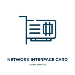 Network interface card icon. Linear vector illustration from digital services collection. Outline network interface card icon vector. Thin line symbol for use on web and mobile apps, logo, print 