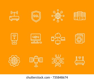 network, internet data technology, web hosting service, ssl line icons set