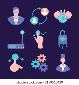 diseño de conjunto de iconos de Internet de red