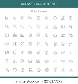 network and internet thin line icons