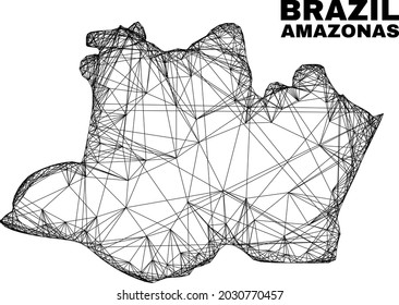 Mapa del estado Amazonas de malla irregular de red. Las líneas abstractas se combinan en el mapa del estado de Amazonas. Red plana de canales lineales en formato vectorial.