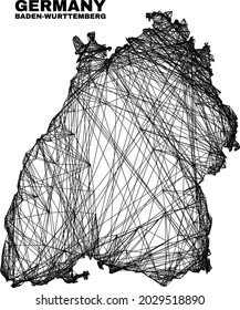 Network irregular mesh Baden-Wurttemberg Land map. Abstract lines are combined into Baden-Wurttemberg Land map. Linear carcass flat network in vector format.