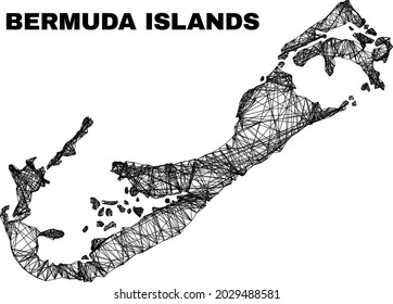 Mapa irregular de la red de las islas Bermudas. Líneas abstractas del mapa de las islas Bermudas. Red 2D de canal de cable en formato vectorial.