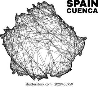 Network irregular mesh Cuenca Province map. Abstract lines form Cuenca Province map. Wire carcass flat network in vector format.