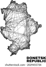 Network irregular mesh Donetsk Republic map. Abstract lines are combined into Donetsk Republic map. Linear carcass flat network in vector format.