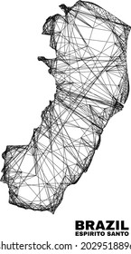 Network irregular mesh Espirito Santo State map. Abstract lines form Espirito Santo State map. Wire frame 2D network in vector format.