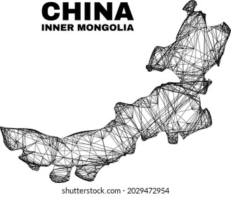 Network irregular mesh Inner Mongolia map. Abstract lines form Inner Mongolia map. Wire frame 2D network in vector format.