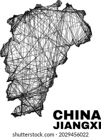 Network irregular mesh Jiangxi Province map. Abstract lines form Jiangxi Province map. Linear carcass 2D network in vector format.