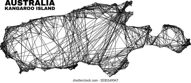 Network irregular mesh Kangaroo Island map. Abstract lines form Kangaroo Island map. Linear carcass flat network in vector format.