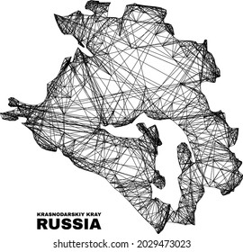 Mapa irregular de la red Krasnodarskiy Kray. Líneas abstractas del mapa Kray de Krasnodarskiy. Red plana de canales lineales en formato vectorial.