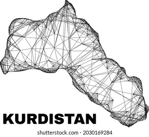 Network irregular mesh Kurdistan map. Abstract lines are combined into Kurdistan map. Wire carcass 2D network in vector format.