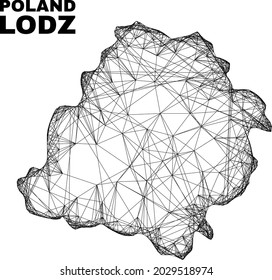 Network irregular mesh Lodz Voivodeship map. Abstract lines form Lodz Voivodeship map. Linear frame flat network in vector format.