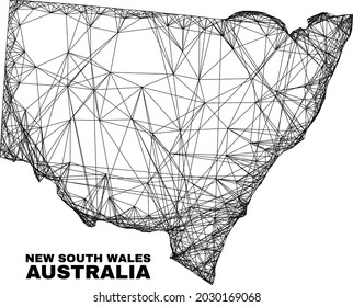 Network irregular mesh New South Wales map. Abstract lines form New South Wales map. Linear carcass 2D network in vector format.