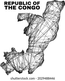 Network irregular mesh Republic of the Congo map. Abstract lines form Republic of the Congo map. Wire frame flat network in vector format.