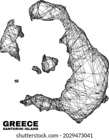 Mapa irregular de red de la isla Santorini. Líneas abstractas del mapa de la isla de Santorini. Red 2D de canal de cable en formato vectorial.