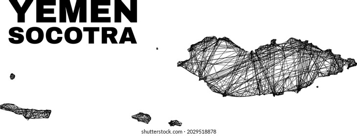 Network irregular mesh Socotra Archipelago map. Abstract lines form Socotra Archipelago map. Wire carcass flat network in vector format.