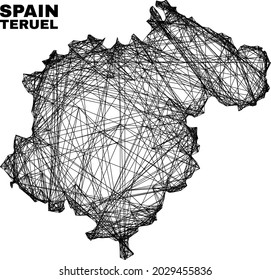Network irregular mesh Teruel Province map. Abstract lines are combined into Teruel Province map. Wire carcass 2D net in vector format.