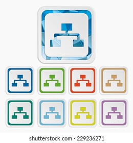 Network isolated icons. Internet symbols. Set colorful buttons. Vector illustration. It can be used for the web sites and mobiles.