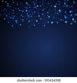 Network isolated on blue background-vector illustration.Point,line and circle composition,network connection.For surface,web site,poster and wallpaper