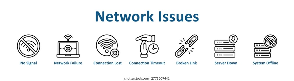 -Network Issues web icon banner with line art style