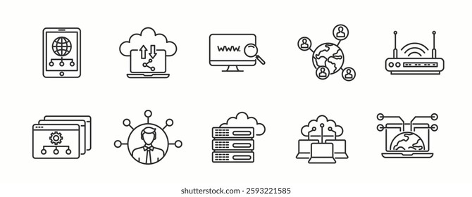  Network Item line Icon Set . Data, modern, flat, concept, business . Vector Illustration