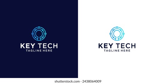 network keyhole logo design. Unlock and circuit vector design. Cyber security logotype