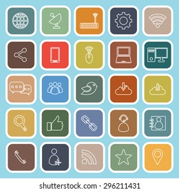Network line flat icons on blue background, stock vector